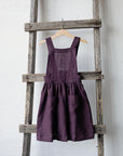 Plum Cross Back Linen Pinafore
