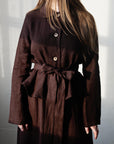 Chocolate Peter Pan Collar Linen Jacket