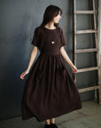 Chocolate Cottage Linen Dress