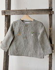 B&W Stripe Long Sleeve Button Linen Shirt