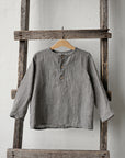 Grey Gingham Long Sleeve Linen Shirt