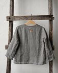 Grey Gingham Long Sleeve Linen Shirt
