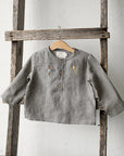Grey Gingham Long Sleeve Linen Shirt