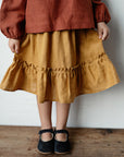 Mustard Ruffle Linen Skirt