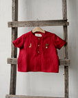 Cherry Short Sleeve Button Linen Shirt