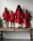 Red Polka Dot Festive Mini Linen Skirt