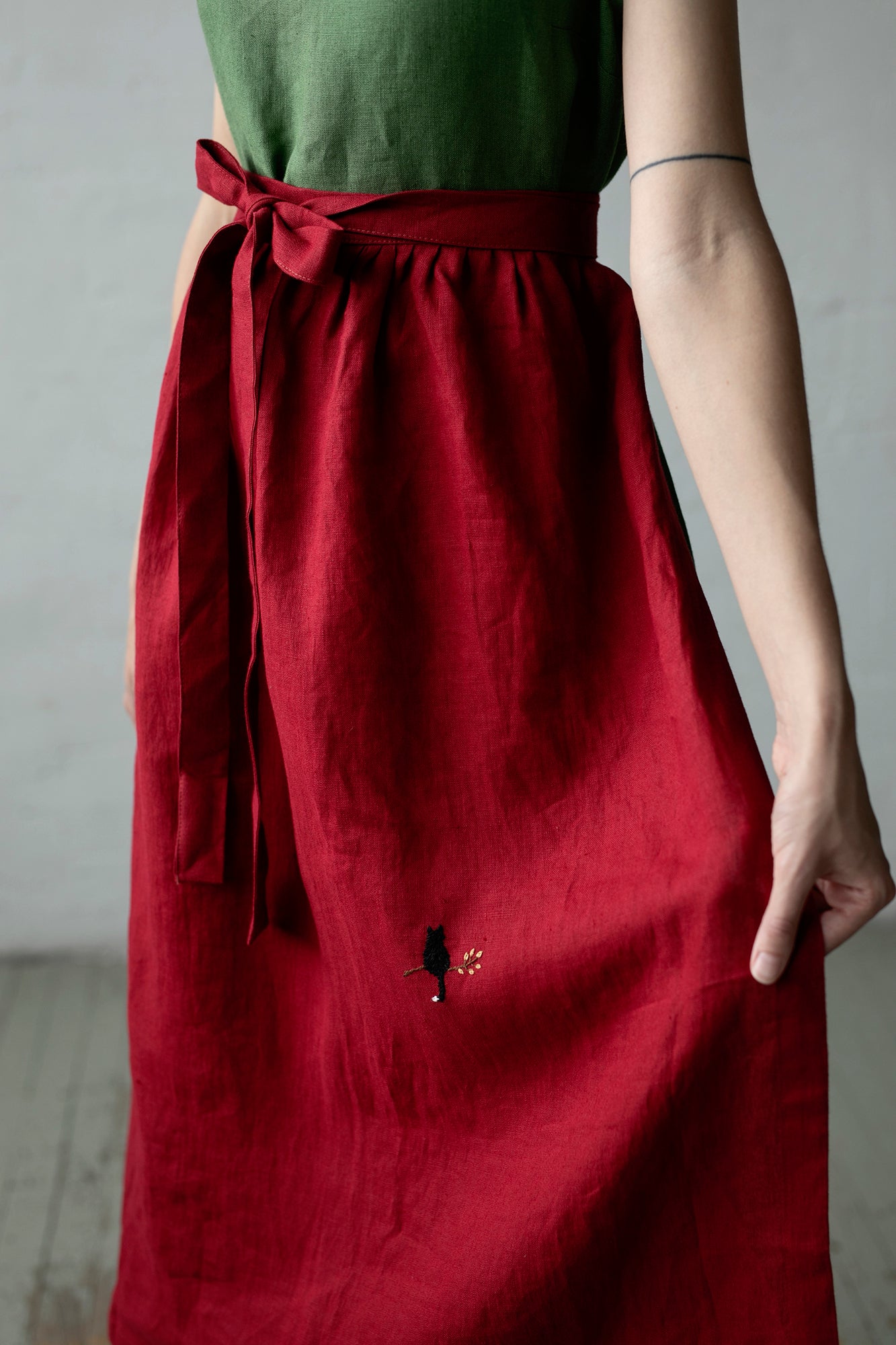 Cherry Apple Linen Apron