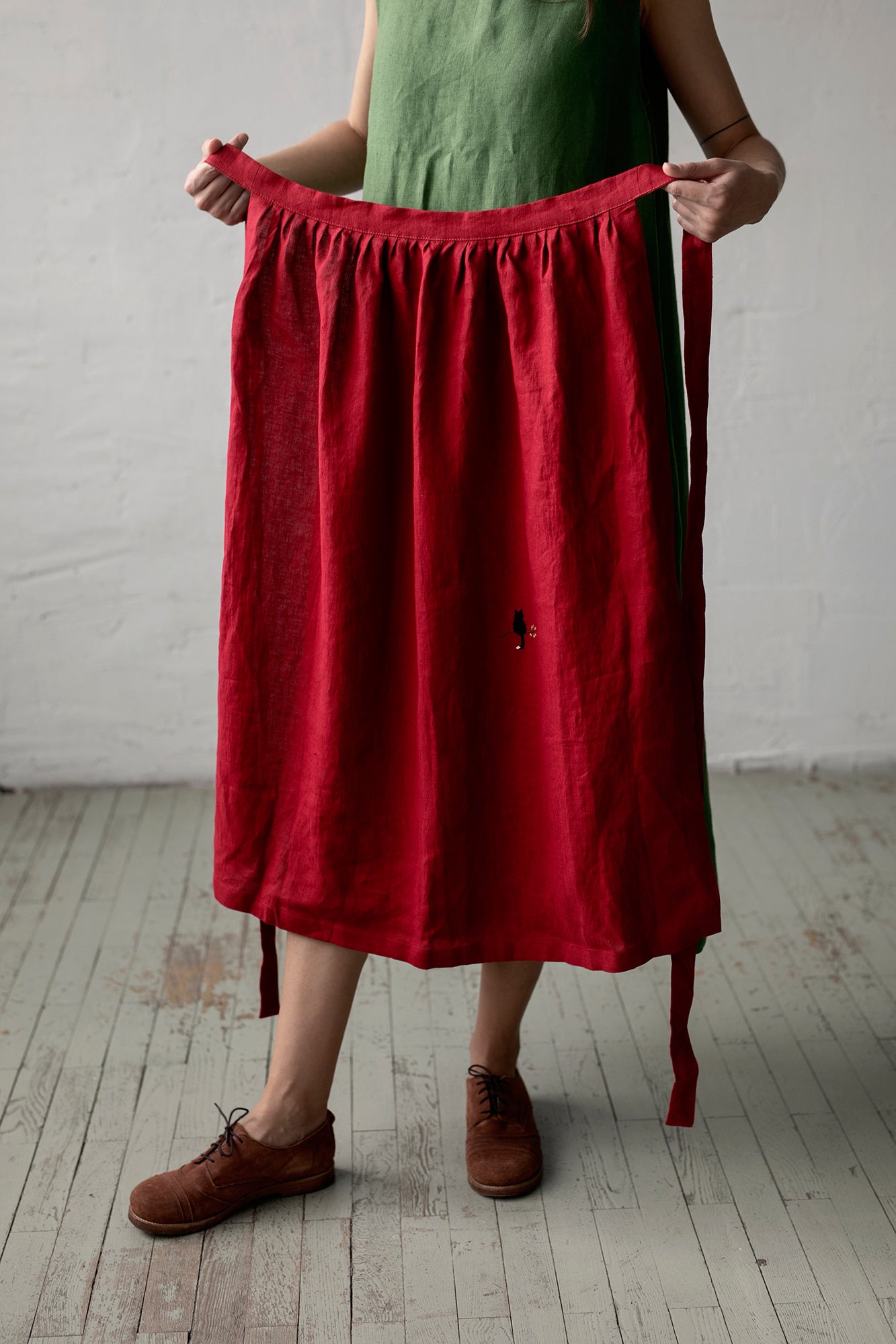 Cherry Apple Linen Apron