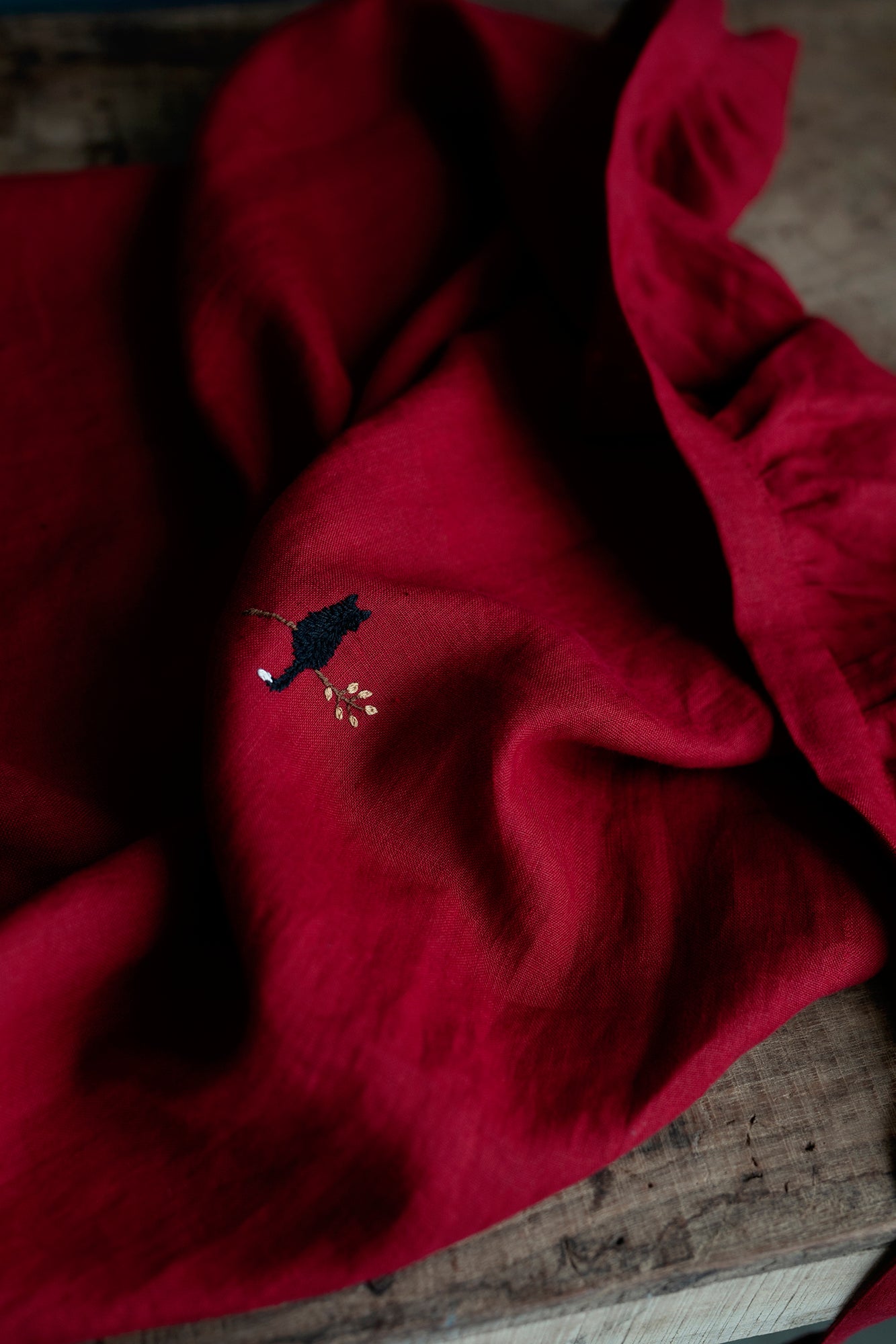 Cherry Apple Linen Apron