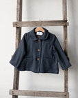 Space Blue Peter Pan Linen Collar Linen Jacket