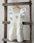 White Cross Back Linen Pinafore with Wings