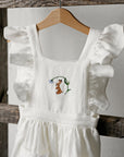 White Cross Back Linen Pinafore with Wings