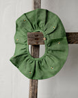 Apple Green Ruffle Linen Collar with Bees