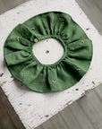 Apple Green Ruffle Linen Collar with Bees