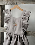 Lavender Cross Back Linen Pinafore with Wings