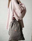 Sleeping Fawn Crossbody Linen Bag with Handles
