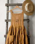 Mustard Midi Cross Back Linen Pinafore