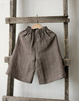 Brown Stripe Short Linen Culottes