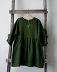 Forest Green Tea Linen Dress