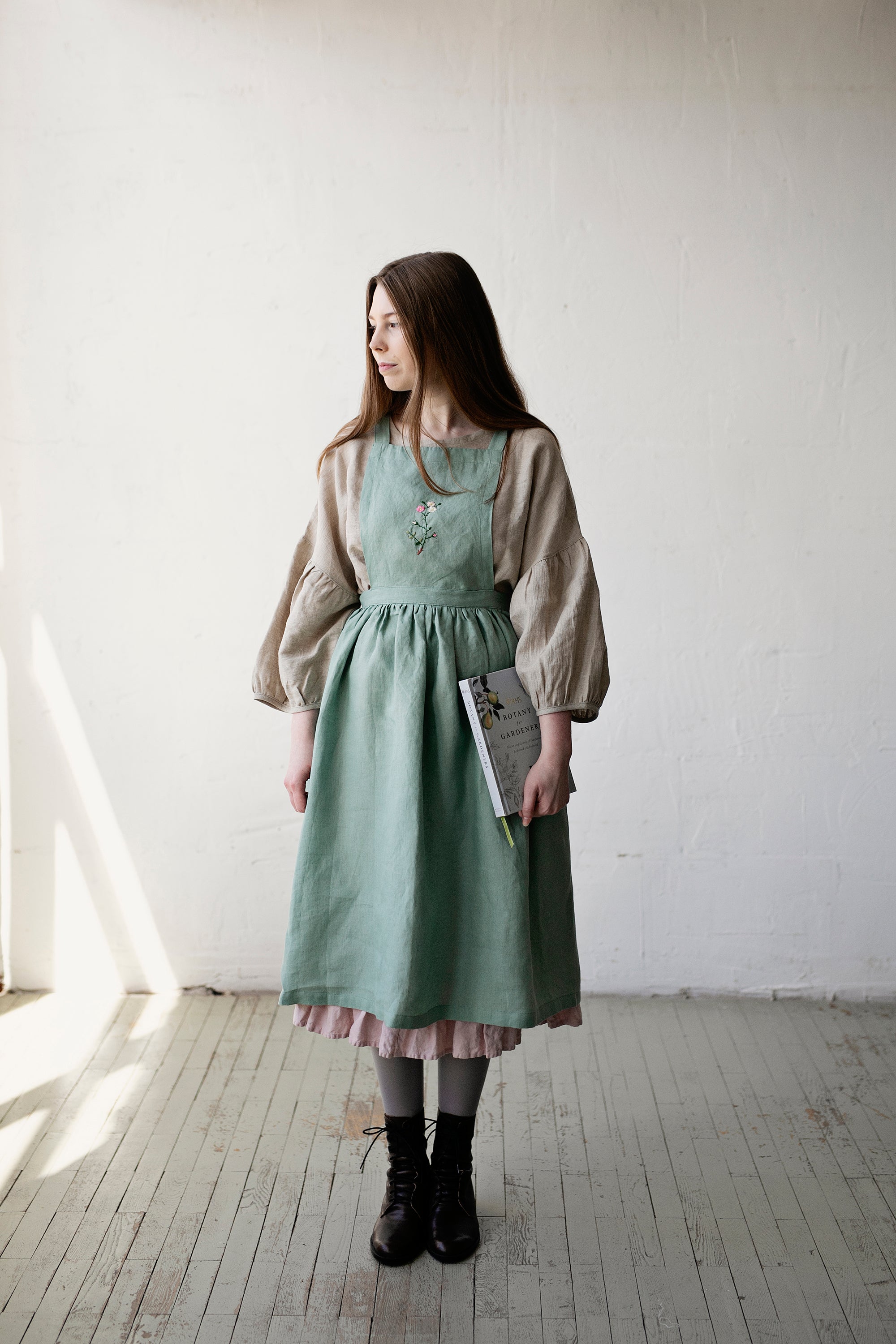 Mint Midi Cross Back Linen Pinafore