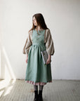 Mint Midi Cross Back Linen Pinafore