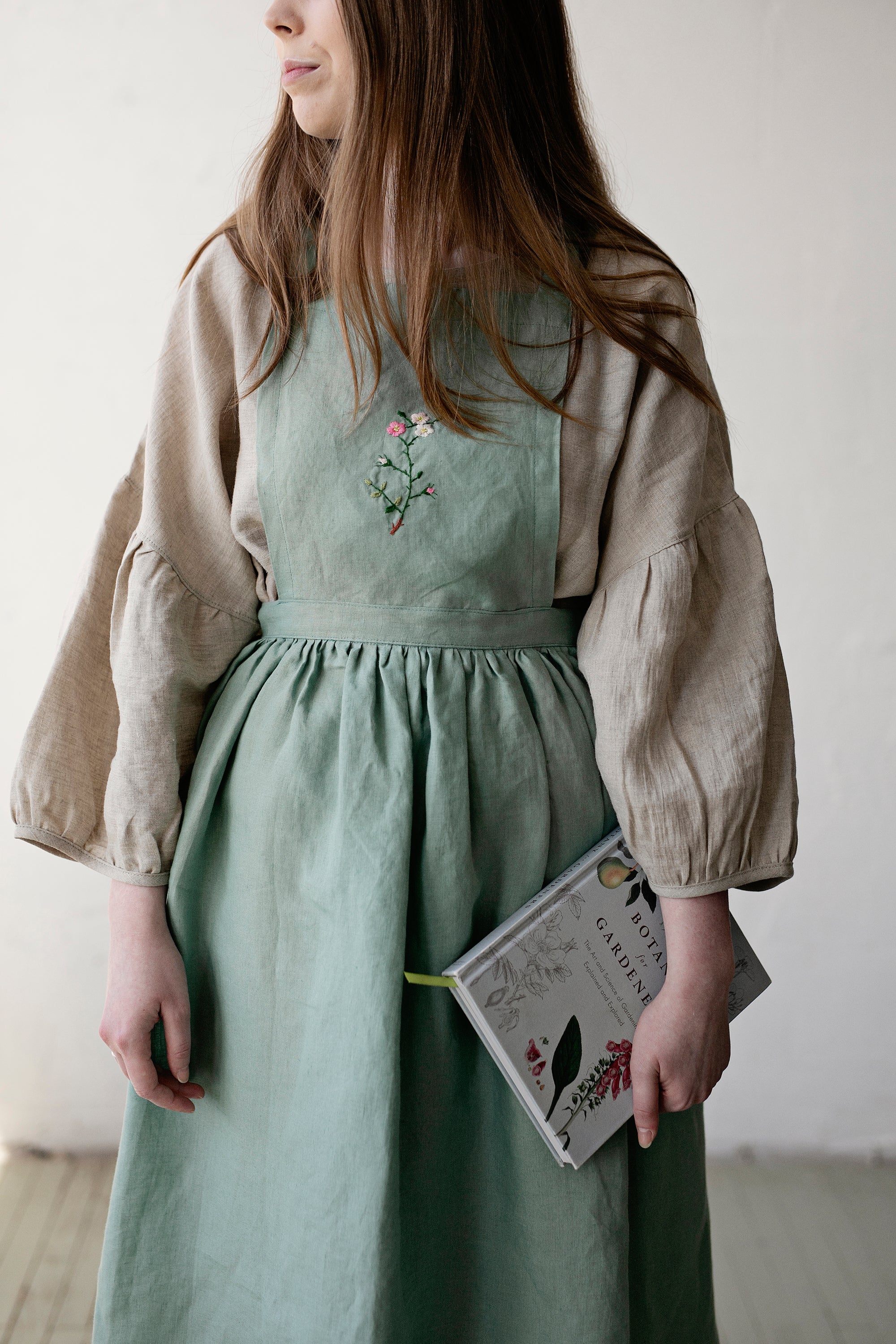 Mint Midi Cross Back Linen Pinafore