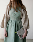 Mint Midi Cross Back Linen Pinafore