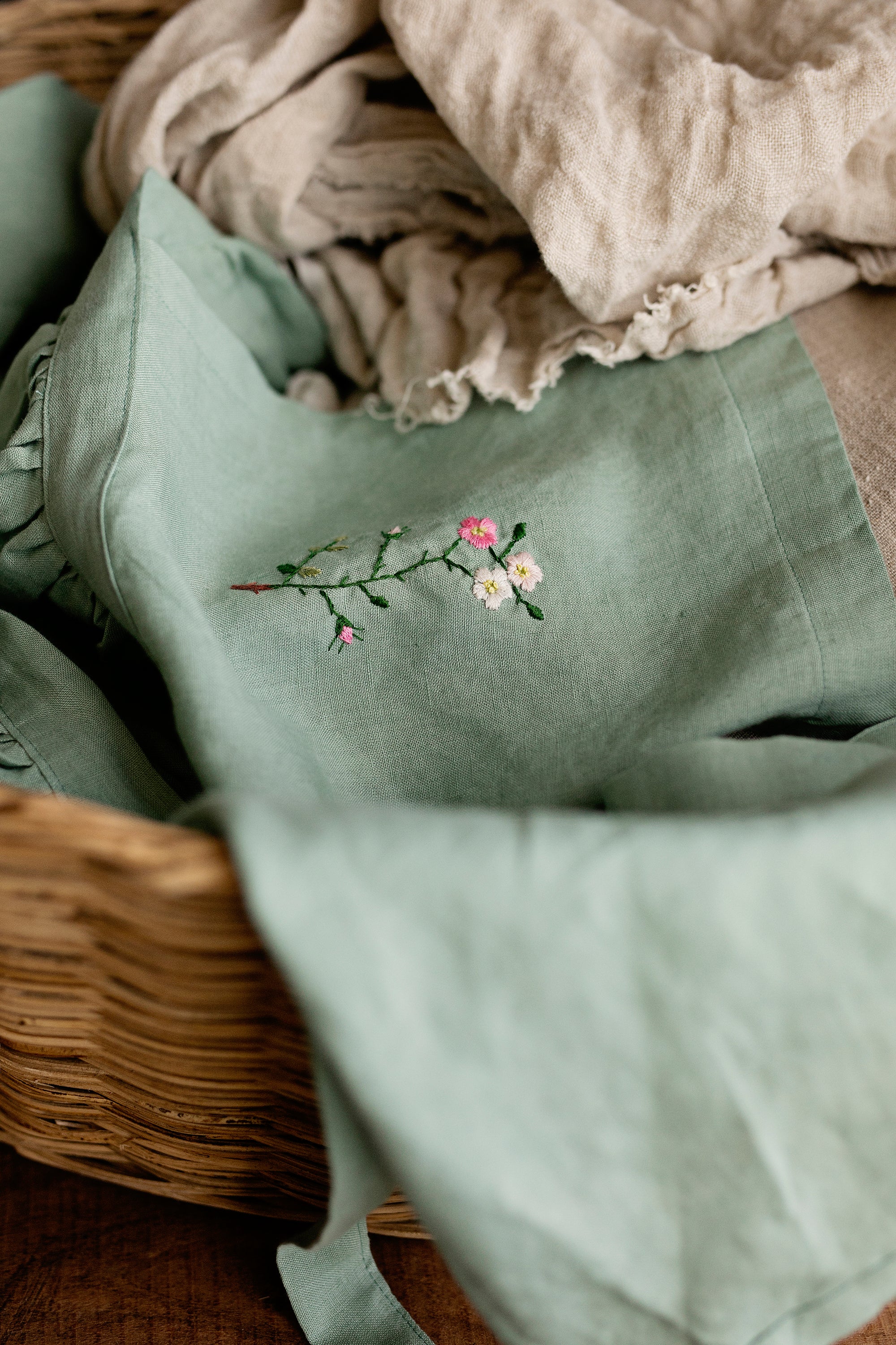 Mint Midi Cross Back Linen Pinafore