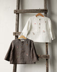 White Forest Long Sleeve Button Linen Shirt