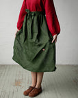 Forest Green Apple Linen Apron