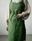 Apple Green Traditional Linen Apron