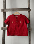 Cherry Short Sleeve Button Linen Shirt