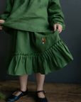 Apple Green Ruffle Linen Skirt