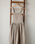 Natural Midi Cross Back Linen Pinafore