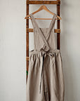 Natural Midi Cross Back Linen Pinafore