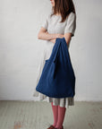 Navy Blue Grocery Linen Bag