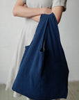 Navy Blue Grocery Linen Bag