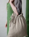 Natural Drawstring Linen Bag