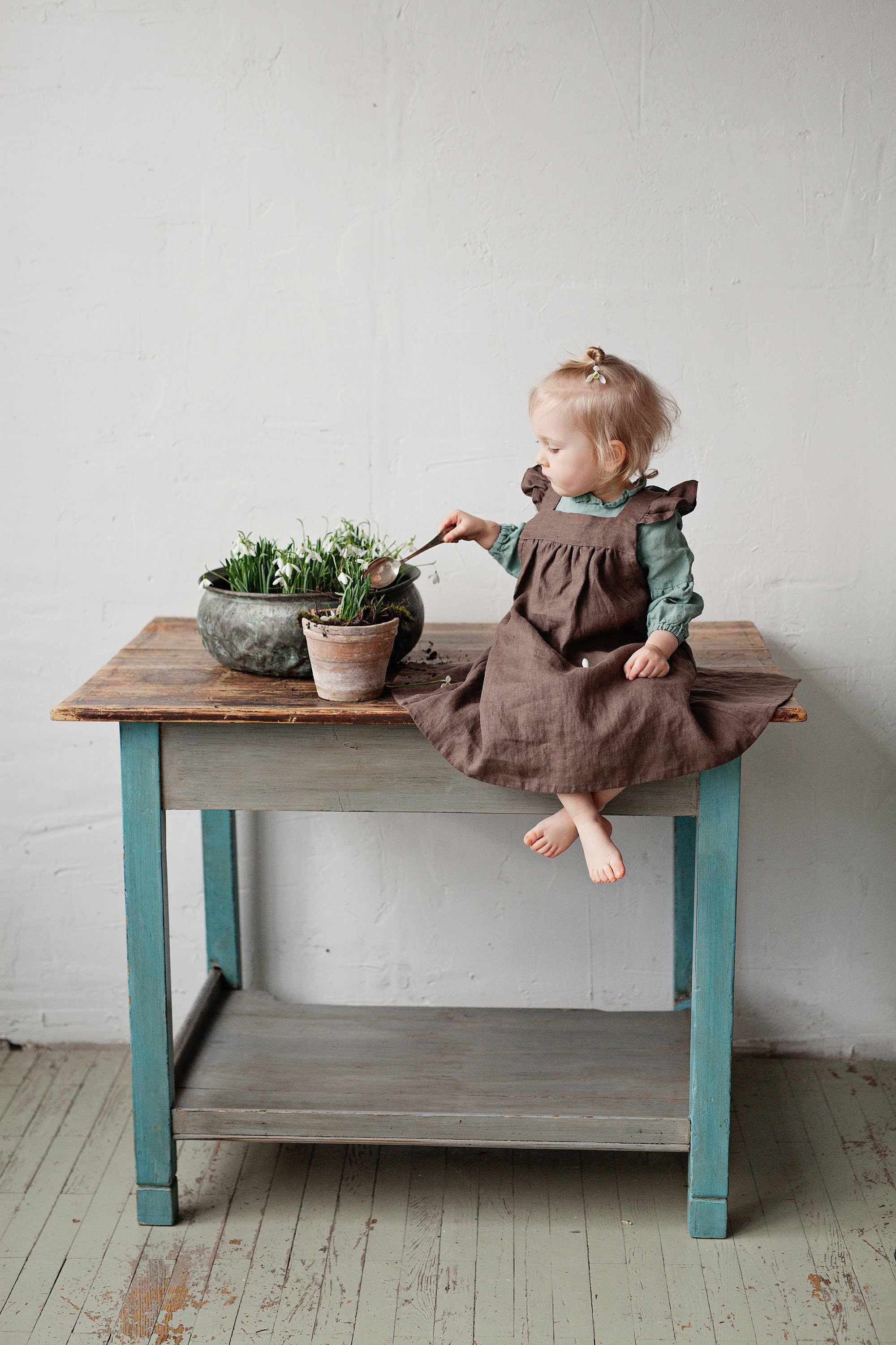 Cacao Linen Pinafore Linen Dress – allthebeautifullinen