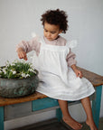 White Open Back Linen Pinafore Linen Dress