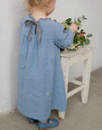 Baby Blue Exclusive Ruffle Linen Dress
