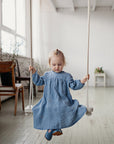 Baby Blue Exclusive Ruffle Linen Dress