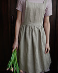Natural Midi Cross Back Linen Pinafore