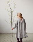Fog Grey Ruffle Linen Dress