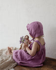 Lilac Ruffle Linen Bonnet