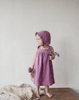 Lilac Ruffle Linen Bonnet