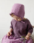 Lilac Ruffle Linen Bonnet