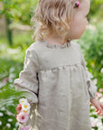 Natural Ruffle Linen Dress