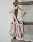 Baby Pink Linen Shorts with Suspenders