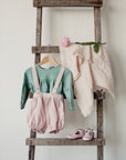Baby Pink Linen Shorts with Suspenders